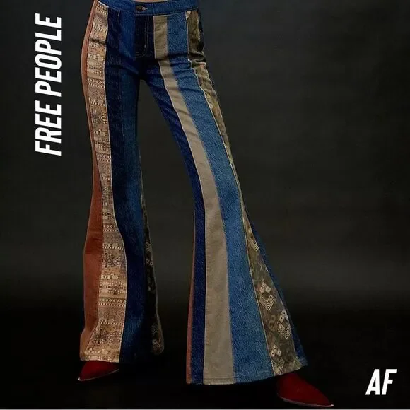 FREE PEOPLE SERENA FLARE LOW RISE JEANS NWT 31 & 32 left - Picture 5 of 14